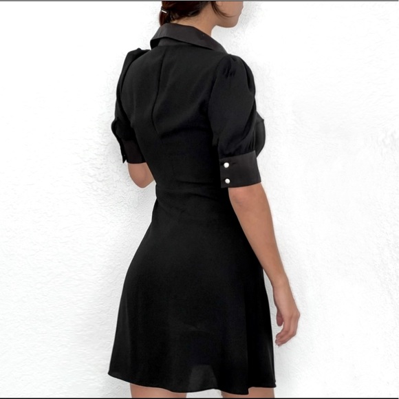 Black Collared Mini Dress - Picture 2 of 2
